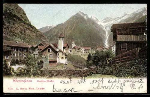 AK Goeschenen, Gotthardbahn, Ortspartie