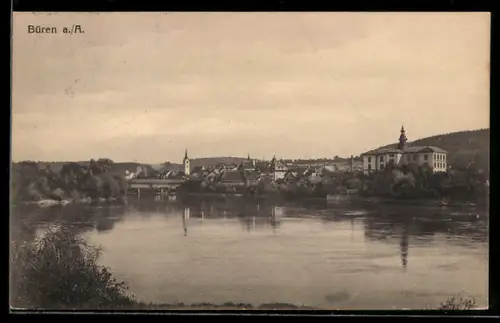 AK Büren a. A., Ortspartie am Flussufer