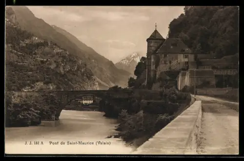 AK Saint-Maurice, Partie an der Brücke