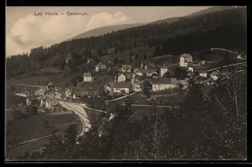 AK Les Hauts-Geneveys, Panorama mit Strassenpartie