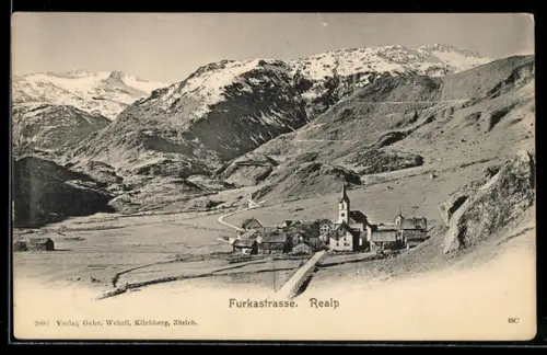 AK Furkastrasse, Realp mit Kirche