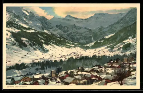 AK Adelboden, Teilansicht im Schnee