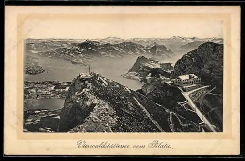 AK Pilatus /Vierwaldstättersee, Panorama mit Hotel