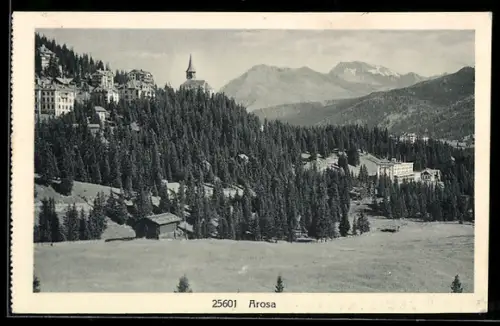 AK Arosa, Panorama mit Kirche