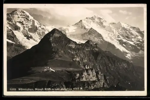 AK Männlichen, Gasthaus mit Mönch und Jungfrau im Panorama
