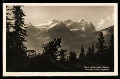 AK Hohfluh, Hotel Schweizerhof mit Blick auf Wetterhorngruppe