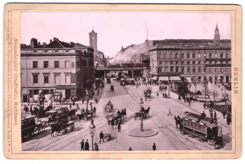 Fotografie Rob. Prager, Berlin, Ansicht Berlin, Alexanderplatz mit Pferdebahn
