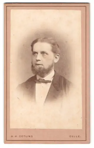 Fotografie A. H. Detling, Celle, Porträt eines Mannes mit Bart