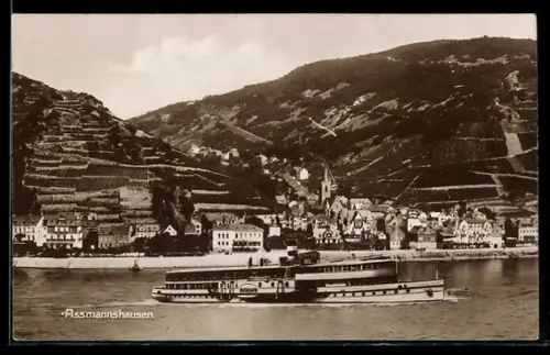 AK Rheindampfer Vaterland vor Assmannshausen