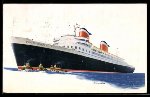 AK S.S. United States the new flagship of the Unites States Lines, Passagierschiff