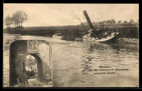 AK Mouzon, Von den Franzosen im Maaskanal versenkte Schiffe