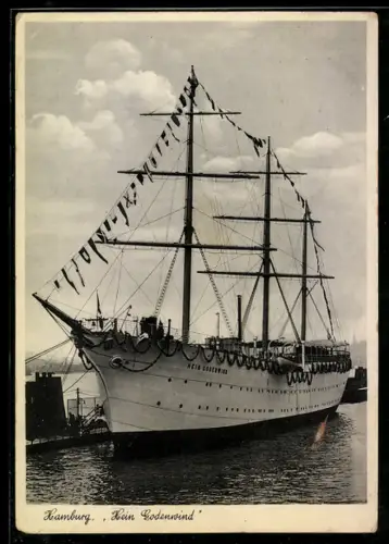 AK Hamburg, Segelschiff Hein Godenwind, erste schwimmende Jugendherberge