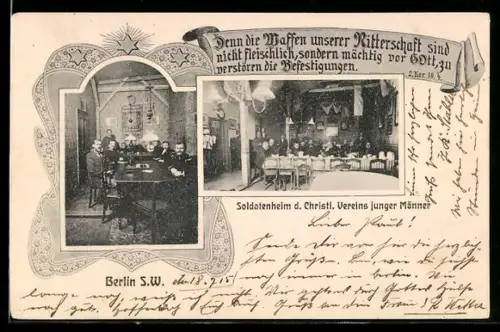 AK Berlin, Soldatenheim des Christlichen Vereins junger Männer, Innenansichten, Wilhelmstrasse 34
