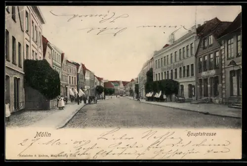AK Mölln, Hauptstrasse mit Hotel Stadt Hamburg