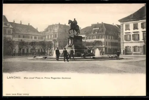 AK Landau, Max Josef Platz, Prinz Regenten Denkmal