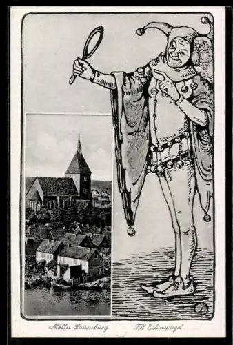 AK Mölln, Till Eulenspiegel, Teilansicht mit Kirche