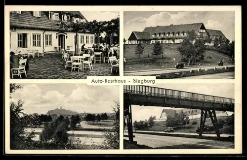 AK Siegburg, Raststätte bei der Autobahn, Ansicht der Veranda