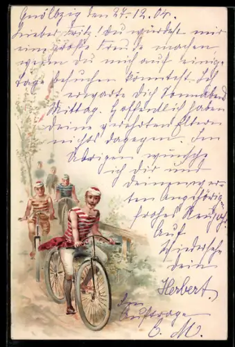 AK Radsportler bei Wettfahrt mit Fahrrädern
