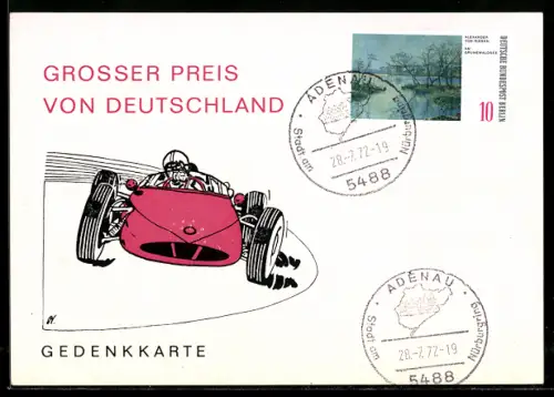 AK Gedenkkarte Grosser Preis von Deutschland, Rennauto in Kurve, Autorennen