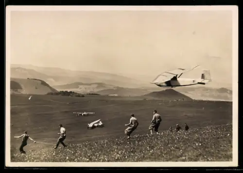 AK Segelflug auf der Wasserkuppe, Prüfling-Falke, Start