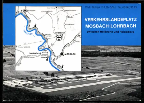 AK Mosbach, Flughafen Mosbach-Lohrbach aus der Luft & Landkarte