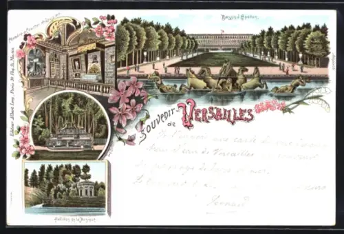 AK Versailles, Bassin d`Apollon, Pavillon de la Musique, Chambre et Coucher de Louis XIV.