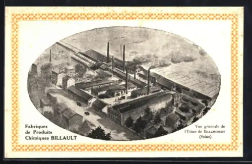 AK Boulogne-Billancourt, Fabriques de Produits Chimiques Billault, Vue générale de l`Usine de Billancourt