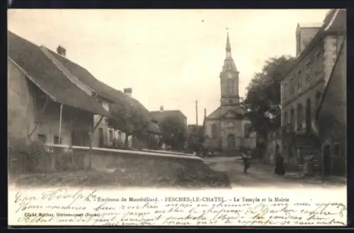 AK Fesches-le-Chatel, Le Temple et la Mairie