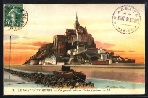 AK Le Mont Saint-Michel, Vue générale du Cordon Couesnon