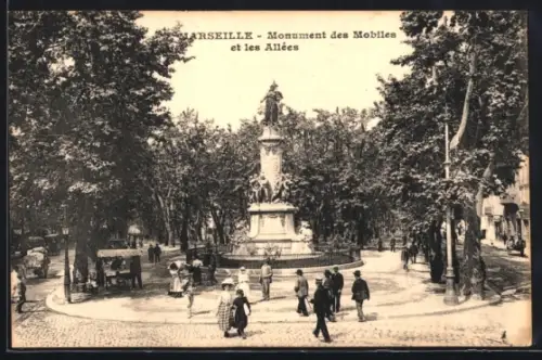 AK Marseille, Monument des Mobiles et les Allées