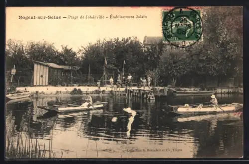 AK Nogent-sur-Seine, Plage de Jolainville, Établissement Jolain
