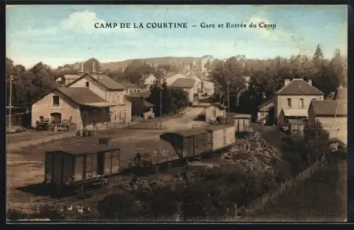 AK La Courtine, Camp de la Courtine, Gare et entrée du camp
