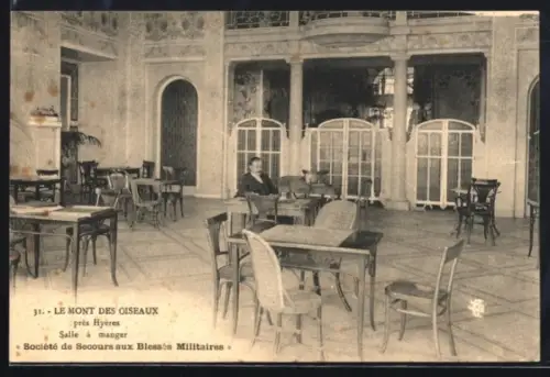 AK Hyères, Le mont des Oiseaux, Salle à manger, Société de Secours aux Blessés Militaires