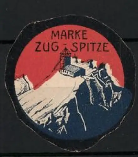 Reklamemarke Biscuit's Marke Zugspitze, Berghütte auf dem Gipfel der Zugspitze