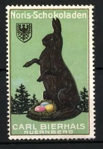 Reklamemarke Nürnberg, Carl Bierhals, Noris-Schokoladen, Osterhase mit Eiern