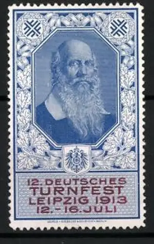 Reklamemarke Leipzig, 12. Deutsches Turnfest 1913, Turnvater Jahn