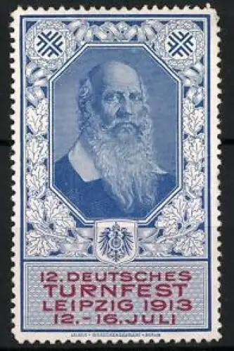 Reklamemarke Leipzig, 12. Deutsches Turnfest 1913, Turnvater Jahn