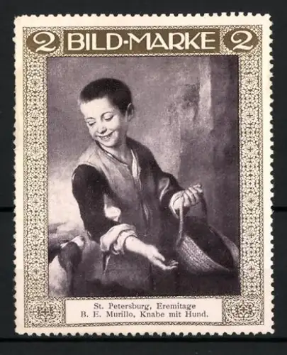 Reklamemarke St. Petersburg, Eremitage, B. E. Murillo, Knabe mit Hund