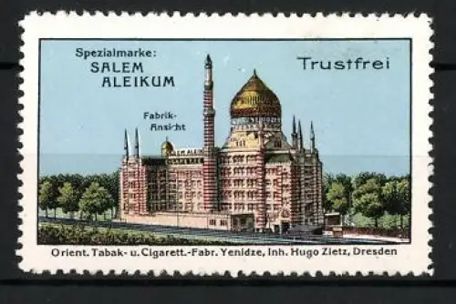 Reklamemarke Dresden, Hugo Zietz, Salem Aleikum, Tabakfabrik