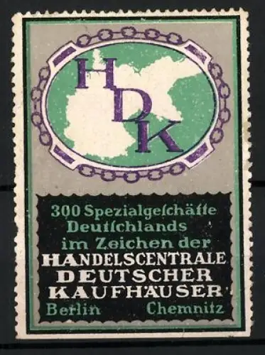 Reklamemarke Berlin, Handelscentrale Deutscher Kaufhäuser, HDK-Emblem