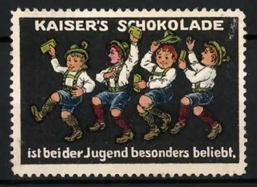 Reklamemarke Kaiser`s Schokolade, Tanzende Kinder in Trachten
