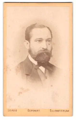 Fotografie Eulenstein, Leipzig, Ecke der Tauchaer Strasse 29, Bürgerlicher Herr mit Vollbart