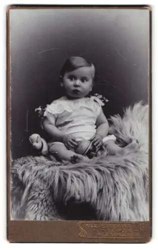 Fotografie Max Petermann, Leipzig-Kl. Zschocher, Dieskau-Str. 13, Süsses Kleinkind im Hemd mit einem Ball