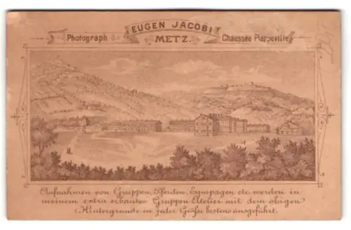 Fotografie Eugen Jacobi, Metz, Chaussee Plappeville, Idyllische Panoramaansicht des Ateliers