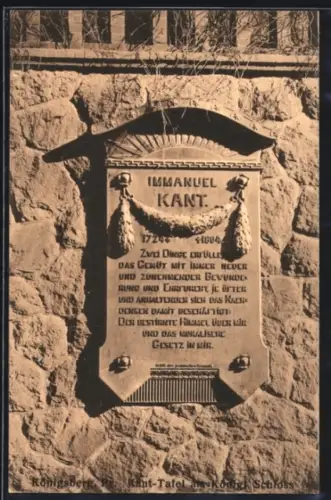 AK Königsberg /Pr., Kant-Tafel am Königl. Schloss