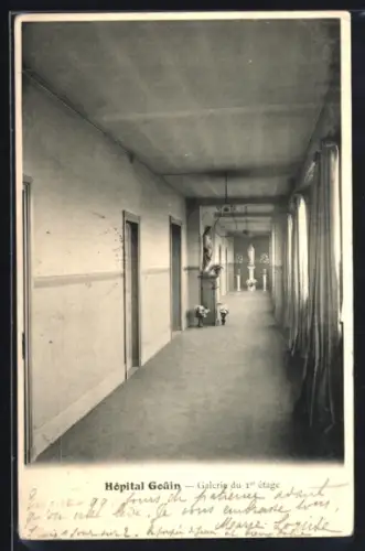 AK Clichy, Hopital Goüin, Galerie du 1er étage