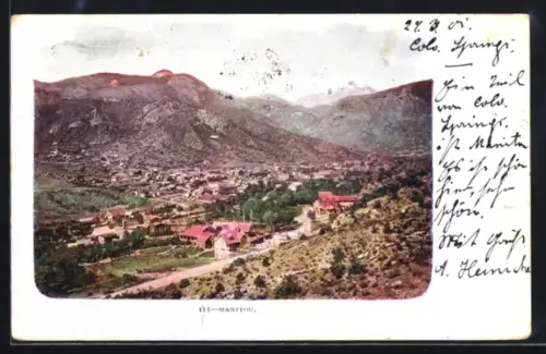 AK Manitou, CO, Gesamtansicht mit Umgebung aus der Vogelschau