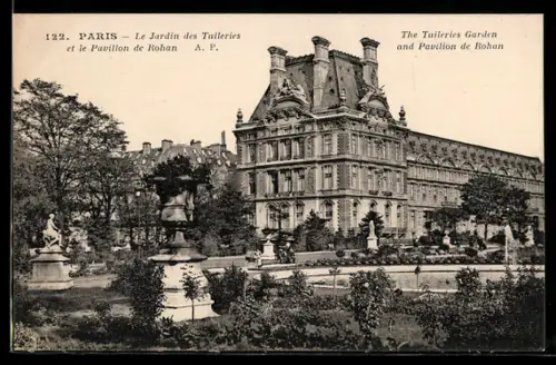 AK Paris, Le Jardin des Tuileries et le Pavillon de Rohan
