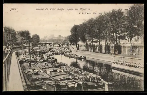 AK Paris, Bassin du Pont Neuf, Quai des Orfèvres