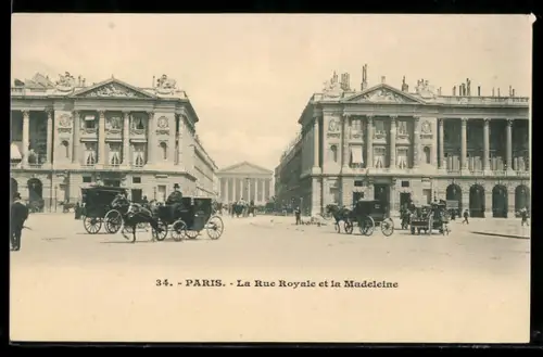AK Paris, La Rue Royale et la Madeleine